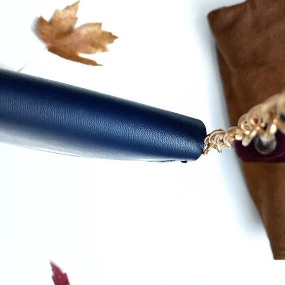 J.Crew Navy Faux Leather Envelope Clutch w/ Chain – Heritage Holiday Gift NWT - Picture 8 of 13